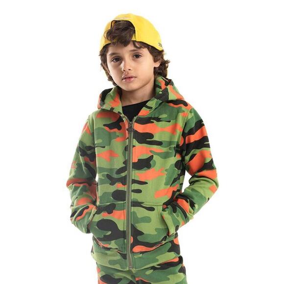 APPAMAN Boy’s Sweatshirt Zip Up Hoodie Camouflage Green Size 4 - Picture 1 of 12